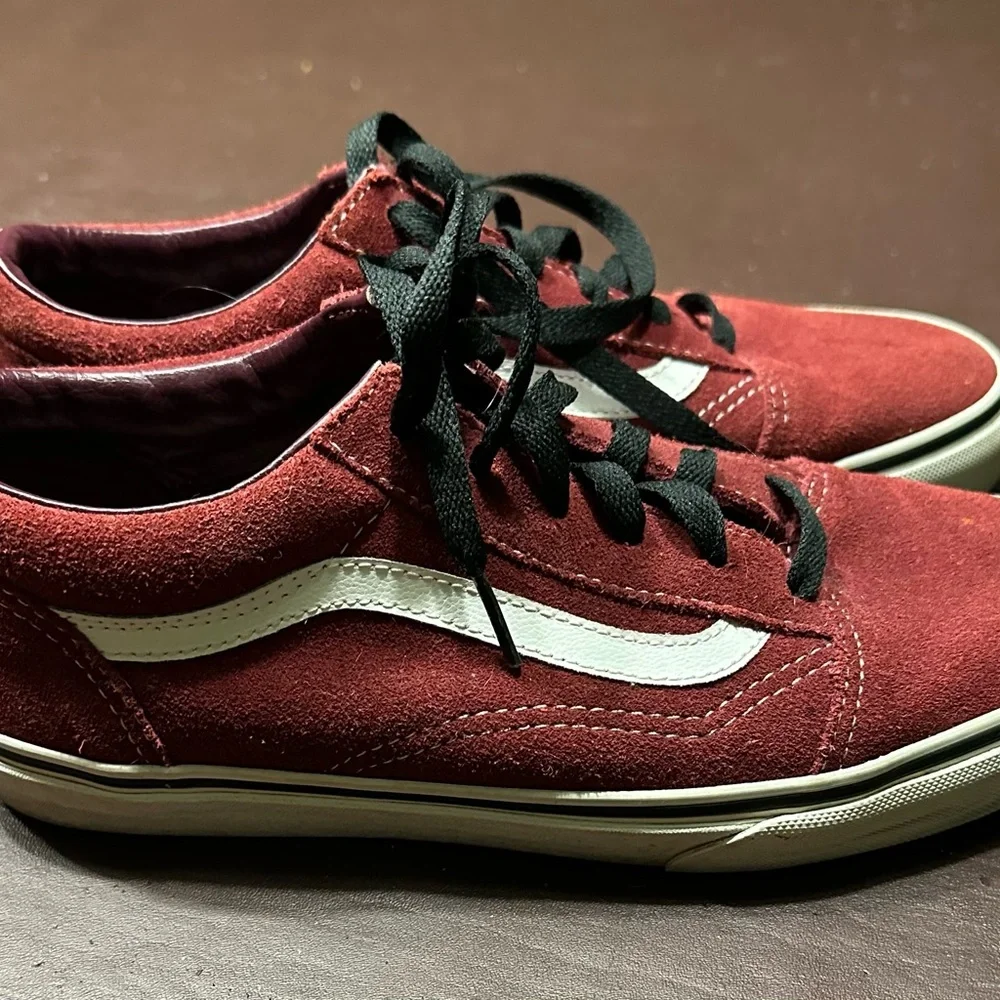 Vans Kida Old Skool Suede Sneakers - Burgandy/White